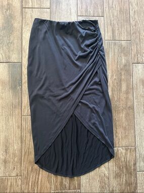 Splendid Black High-Low Ruched Wrap Skirt